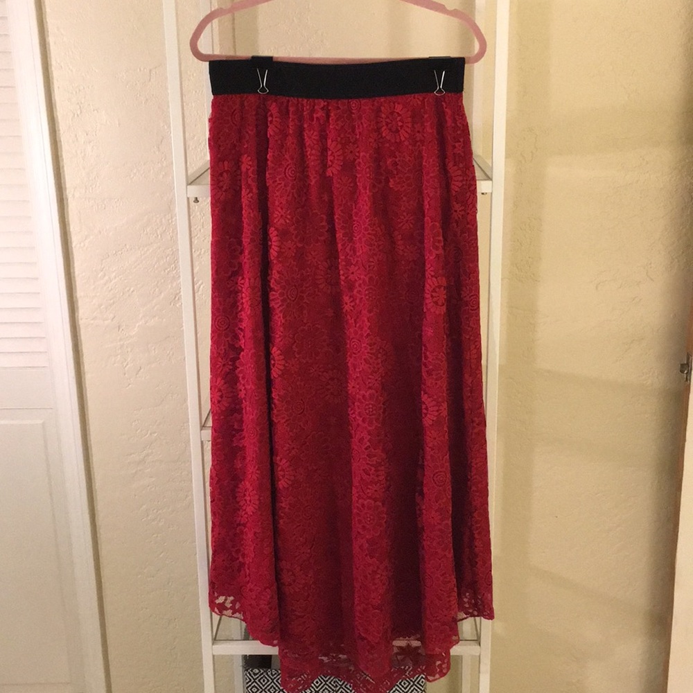 Gorgeous Lularoe red lace maxi skirt